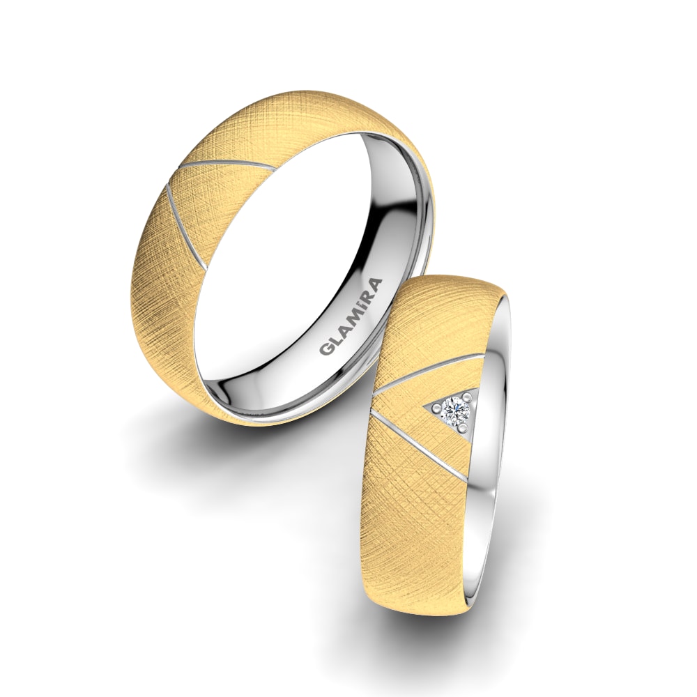 Simple Wedding Rings Unique Paradise 6 mm 585 Yellow & White Gold Zirconia