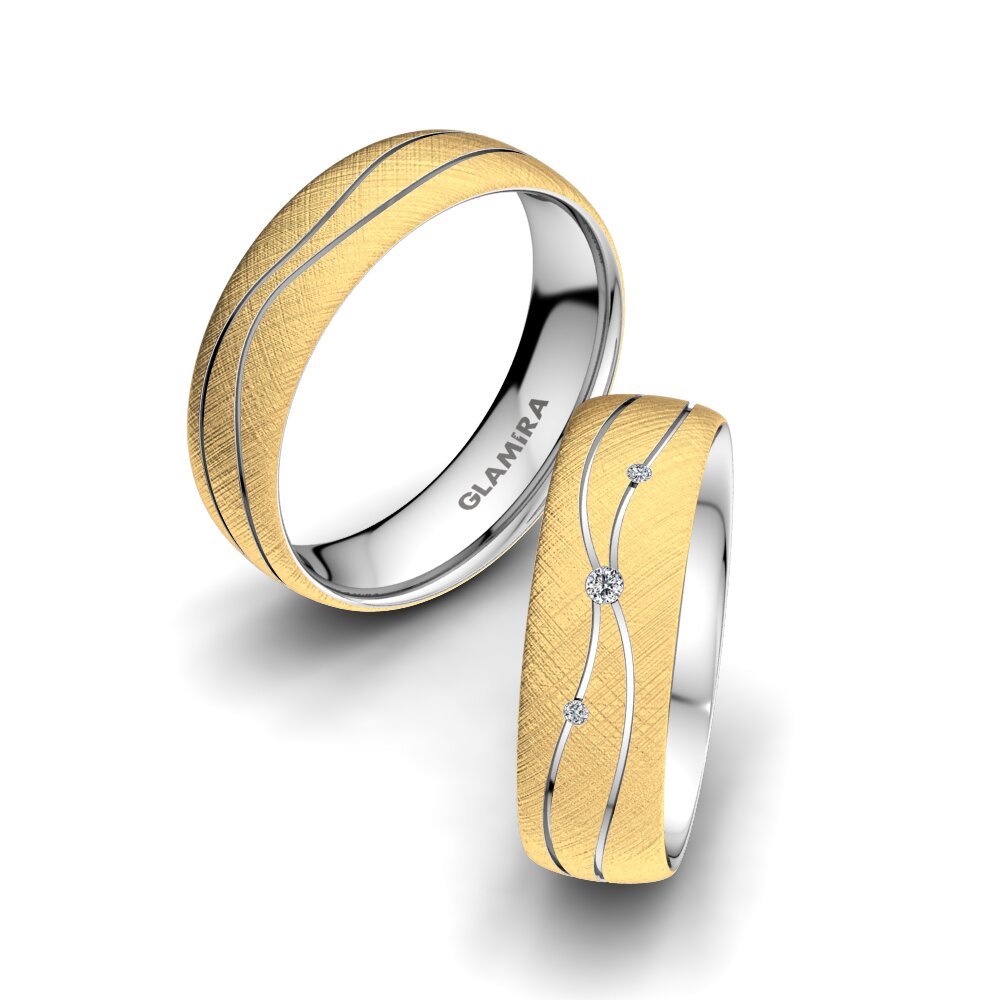 Anillo de boda Universe Adore 6 mm 14k Oro Amarillo & Blanco