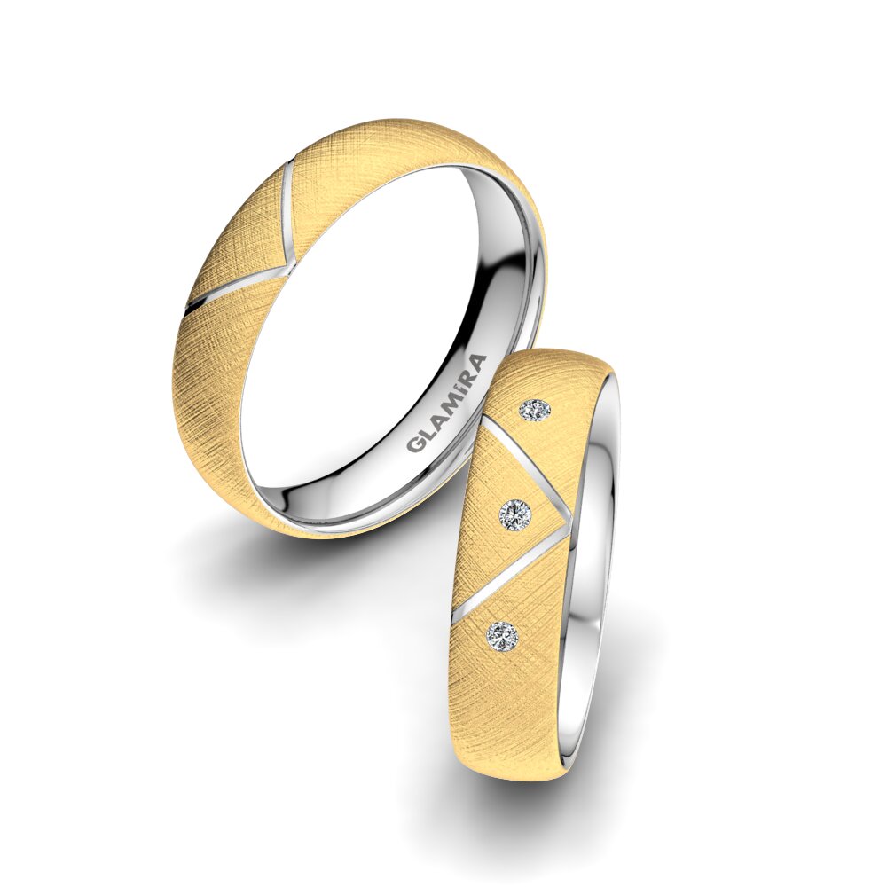 Anillo de boda Universe Rhyme 5 mm 18k Oro Amarillo & Blanco