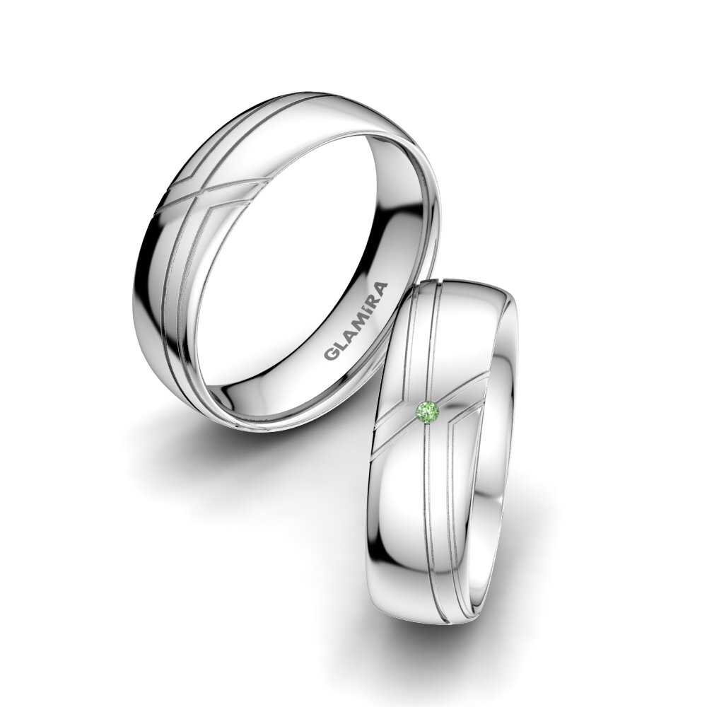 Green Diamond Wedding Ring White Clover 6 mm