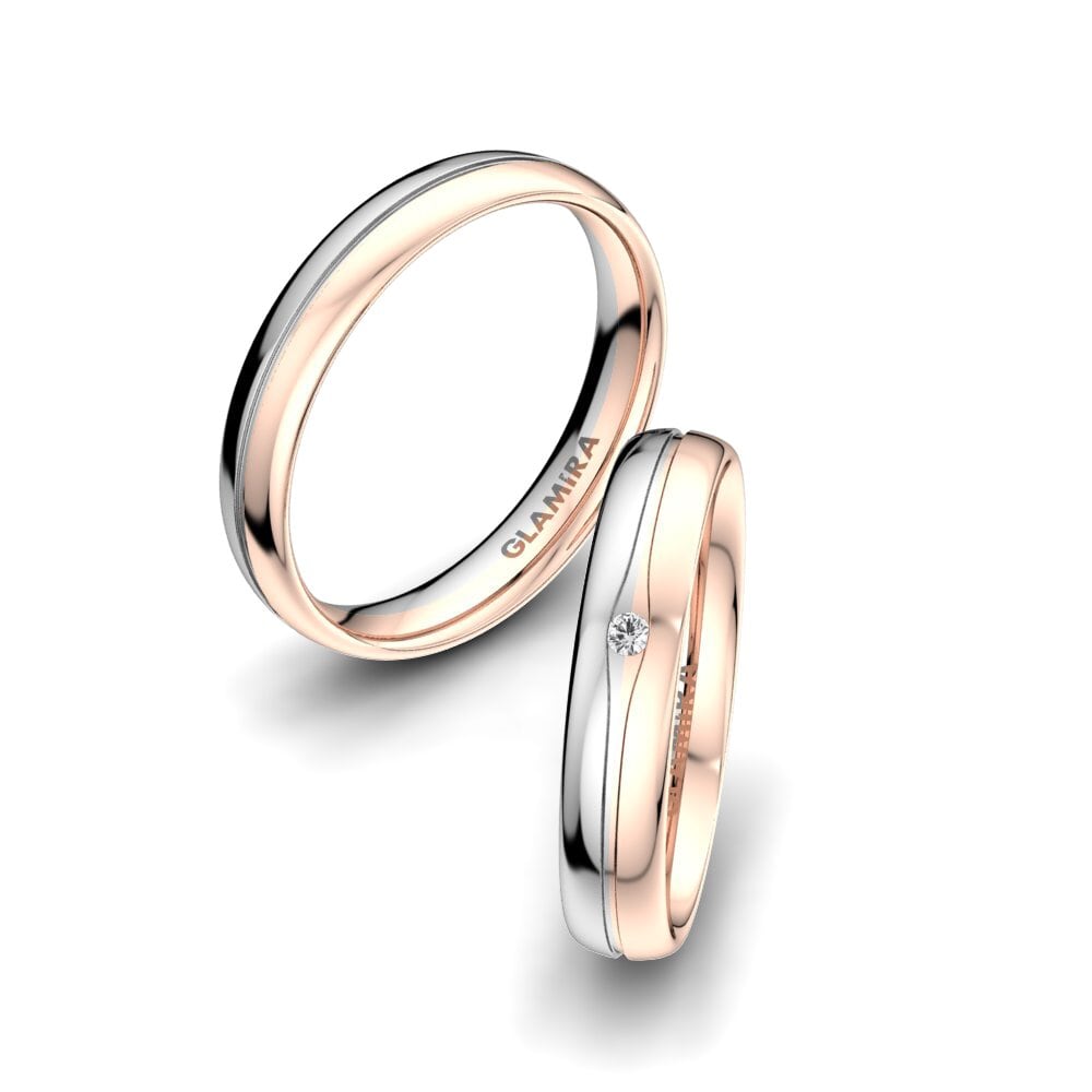 14ct White & Rose Gold White sapphire Wedding Ring Pure Touch 4 mm