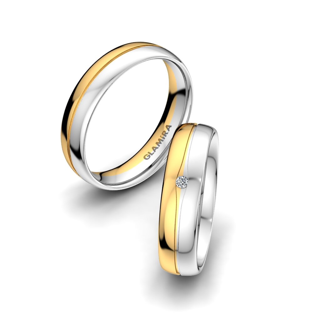 9k Yellow & White Gold Wedding Ring Pure Touch 5 mm