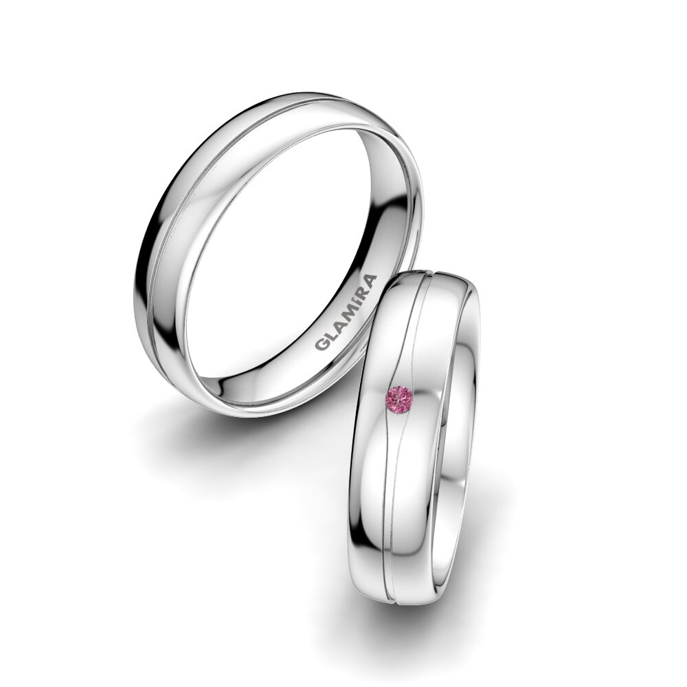 Rhodolite Garnet 950 Platinum Wedding Ring Pure Touch 5 mm