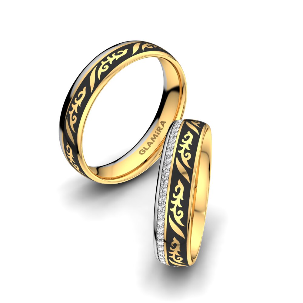 Diamant-saffier Trouwring Noble Leaf 5 mm