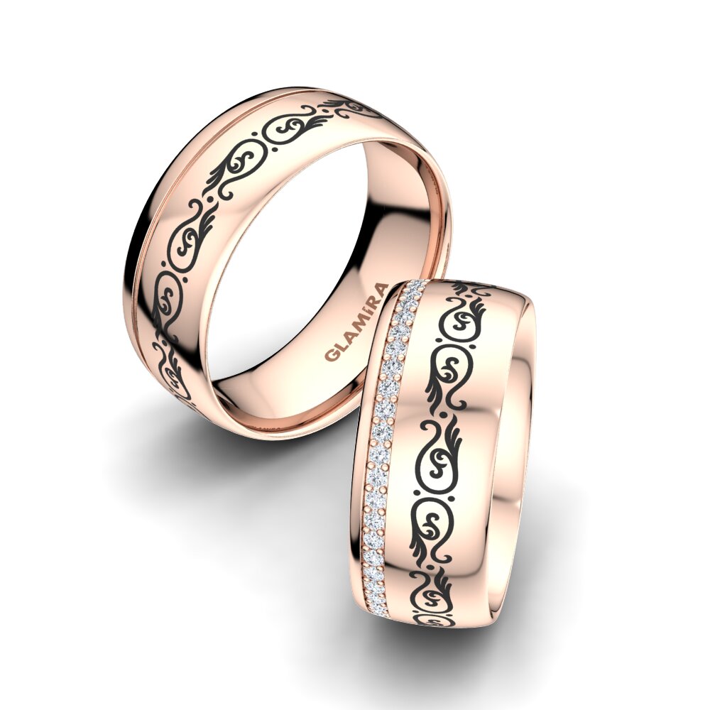Or rose 14k Diamant Bague de Mariage Noble Garden 8 mm