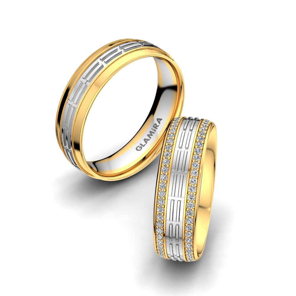 Memoire 18k Yellow & White Gold Wedding Ring Magical Love 6 mm