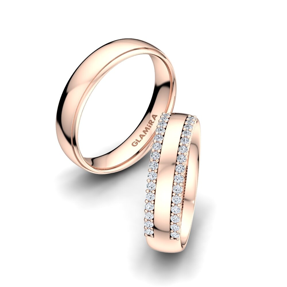 Or rose 14k Diamant Bague de Mariage Strong Love 5 mm