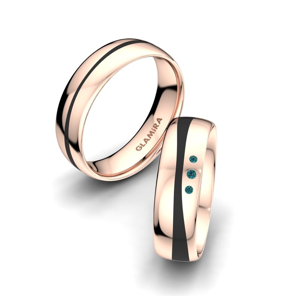 Różowe Złoto 750 Niebieski Diament Obrączka ślubna Splendid Symphony 6 mm