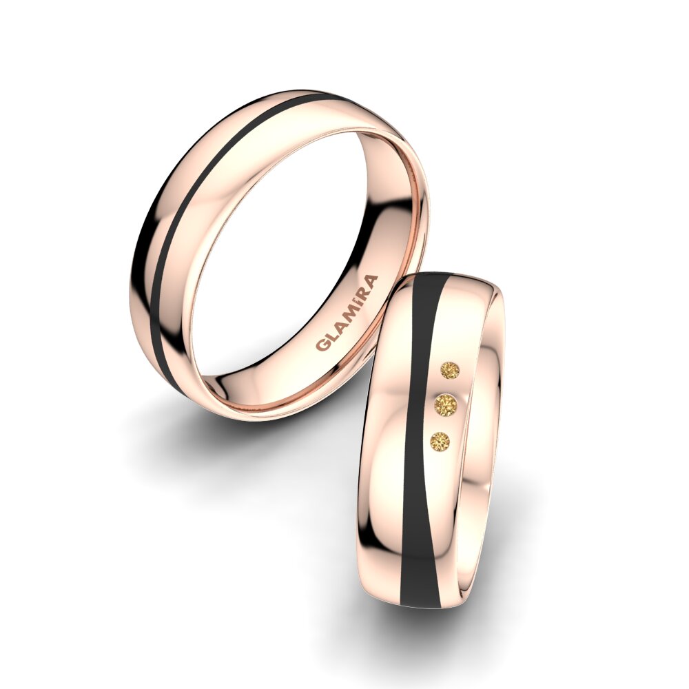 18k Oro Rosa Diamante Marrón Anillo de boda Splendid Symphony 6 mm