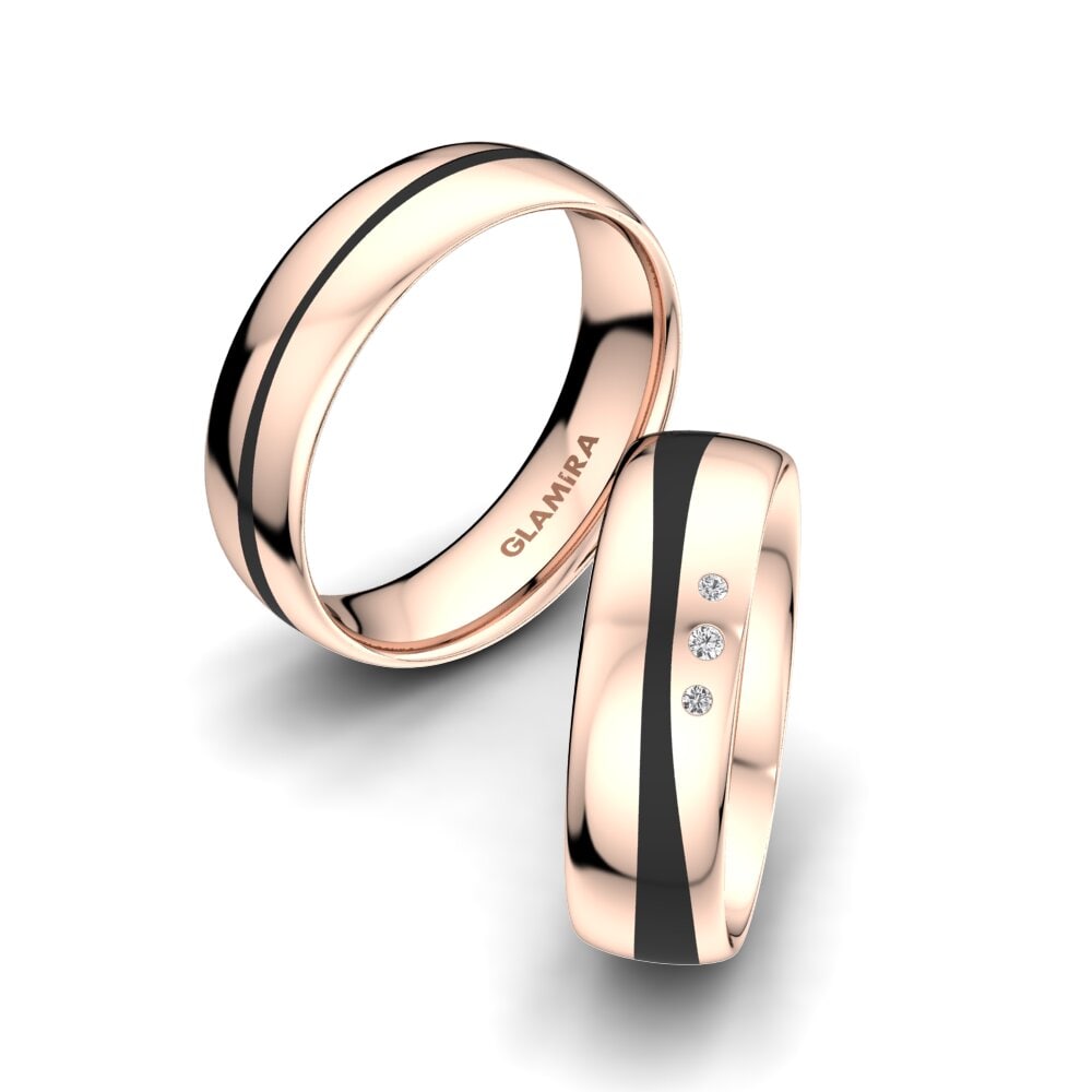 18k Oro Rosa Zafiro blanco Anillo de boda Splendid Symphony 6 mm