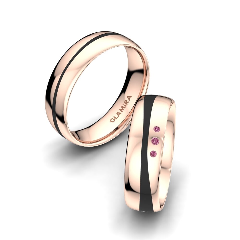 18k Oro Rosa Granate Rhodolite Anillo de boda Splendid Symphony 6 mm