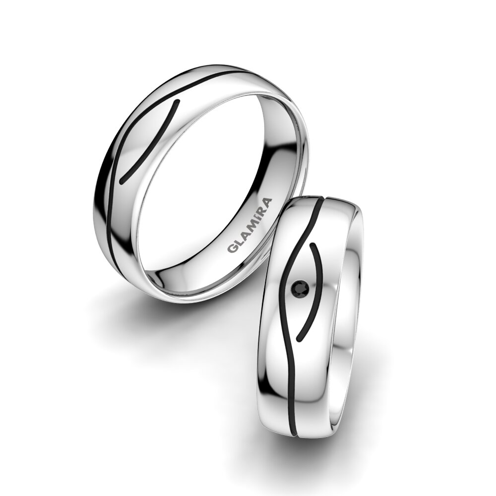 Diamante Negro Anillo de boda Mystic Bond 6 mm