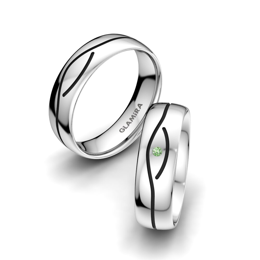 Green Diamond Wedding Ring Mystic Bond 6 mm