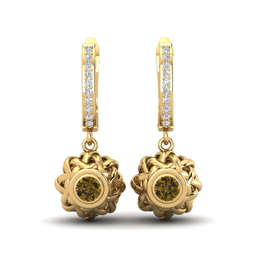Round Brown Zircon Women's Earring Gwenna