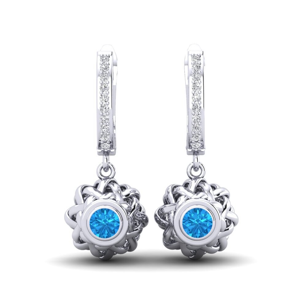 18ct White Gold Blue Topaz Women's Earring Gwenna