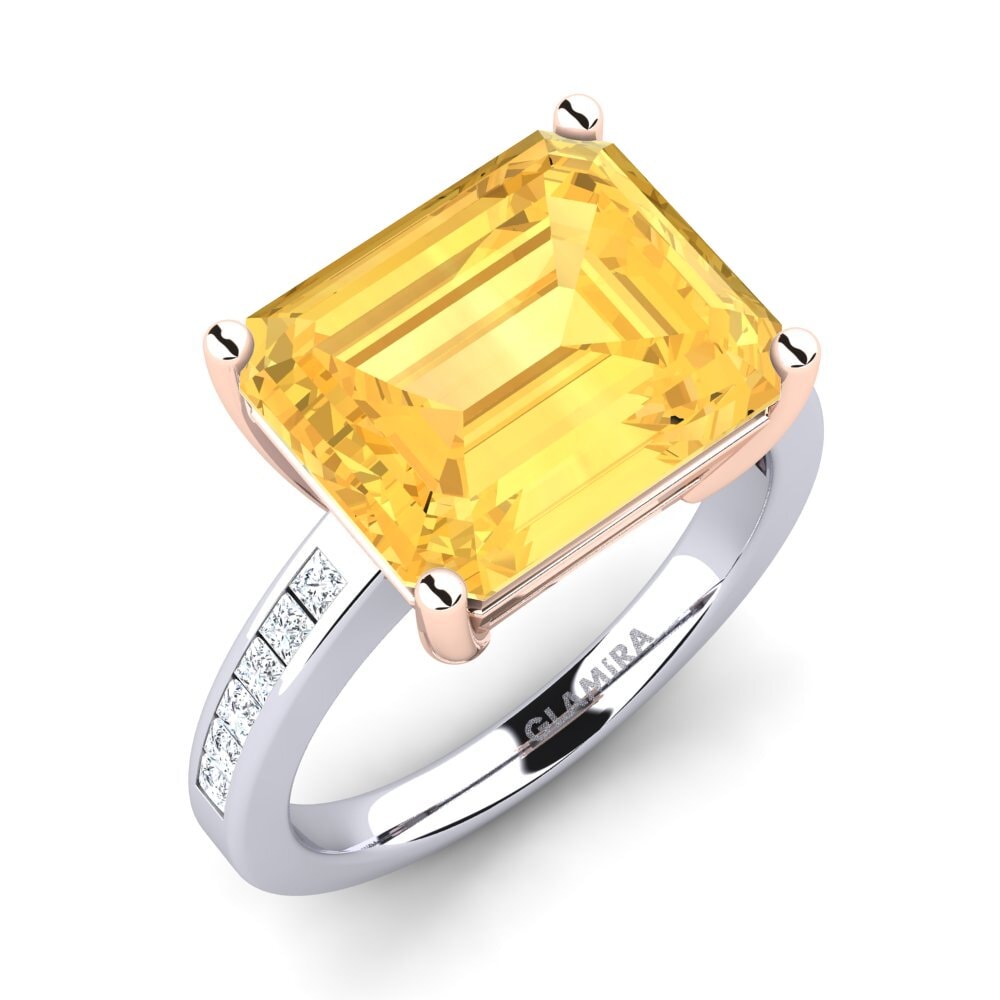 18k Oro Blanco & Rosa Citrino Anillo Gwenora