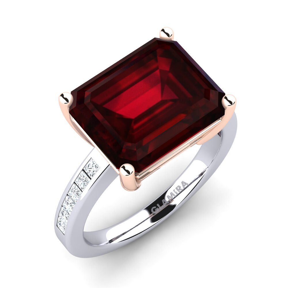 18k Oro Blanco & Rosa Granate Anillo Gwenora