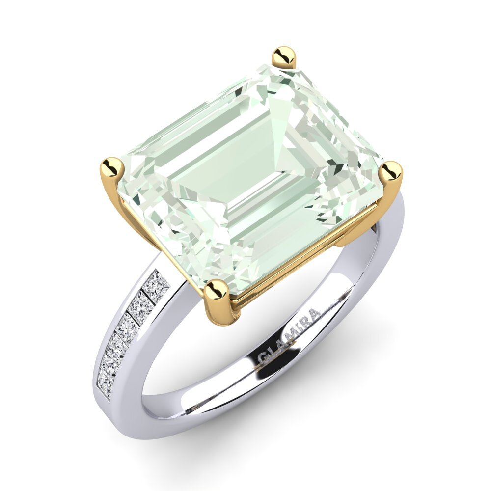18ct White & Yellow Gold Green Amethyst Ring Gwenora
