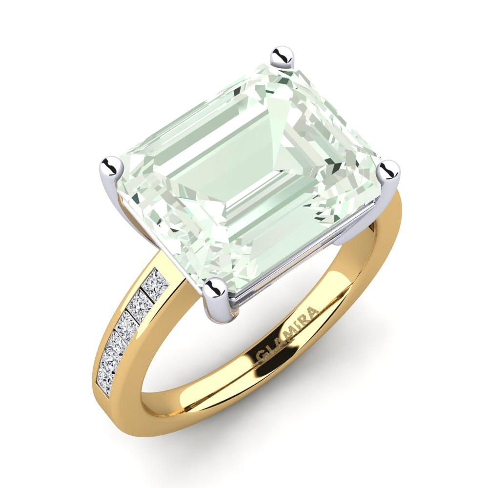 18ct Yellow & White Gold Green Amethyst Ring Gwenora