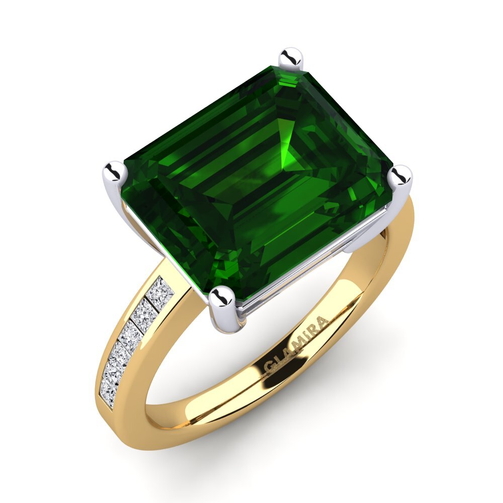9ct Yellow & White Gold Green Tourmaline Ring Gwenora