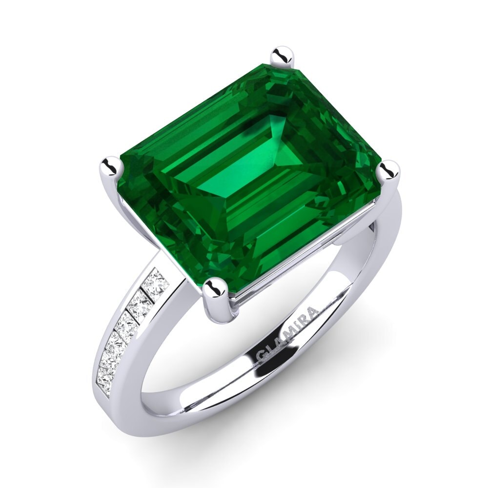 White Silver Emerald (Lab Created) Ring Gwenora