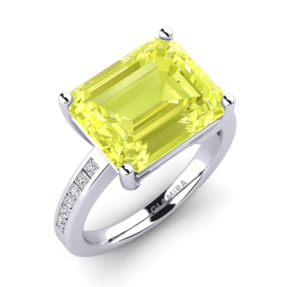 950 Palladium Lemon Quartz Ring Gwenora