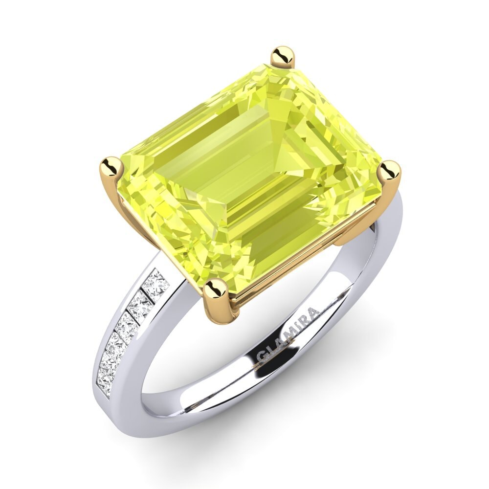 14k Oro Blanco & Amarillo Anillo Gwenora