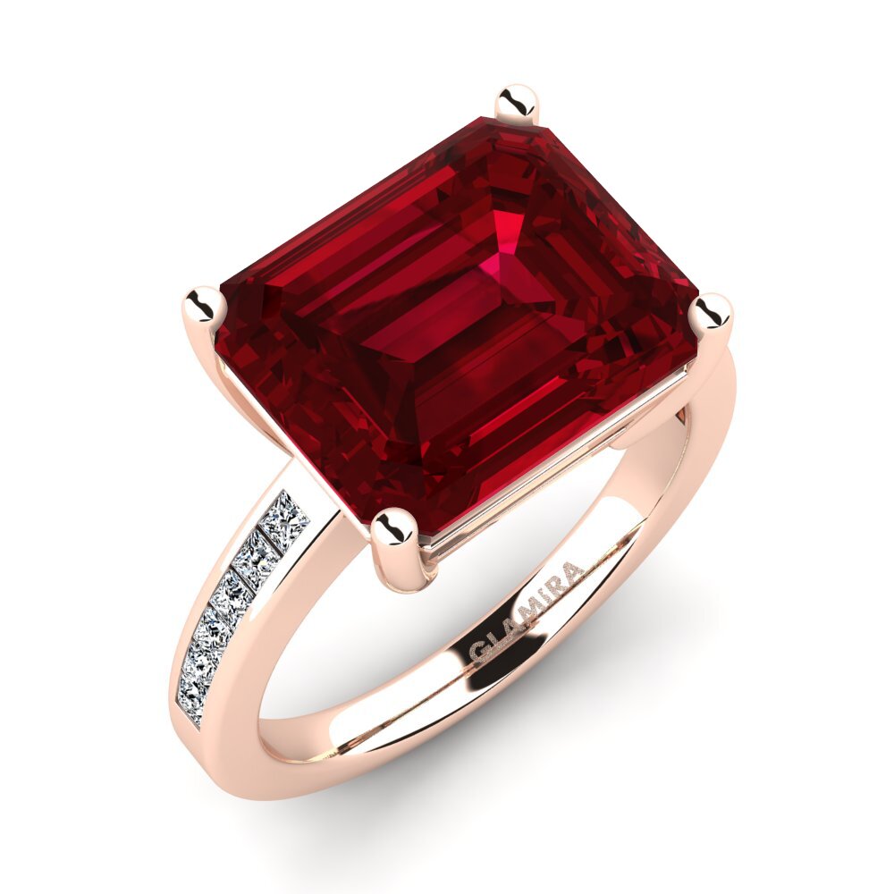 Red G Rings Buy 7 Carat Emerald Cut cut Red Zirconia 9ct Rose Gold GLAMIRA Ring ...
