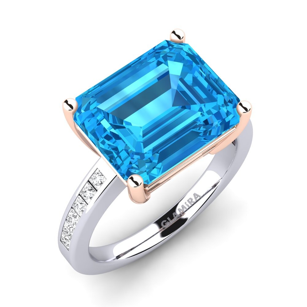 18k Oro Blanco & Rosa Anillo Gwenora