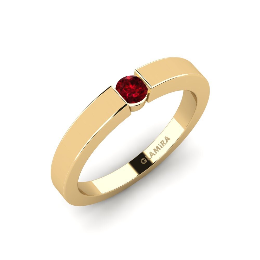 14ct Yellow Gold Ruby Engagement Ring April 0.16crt