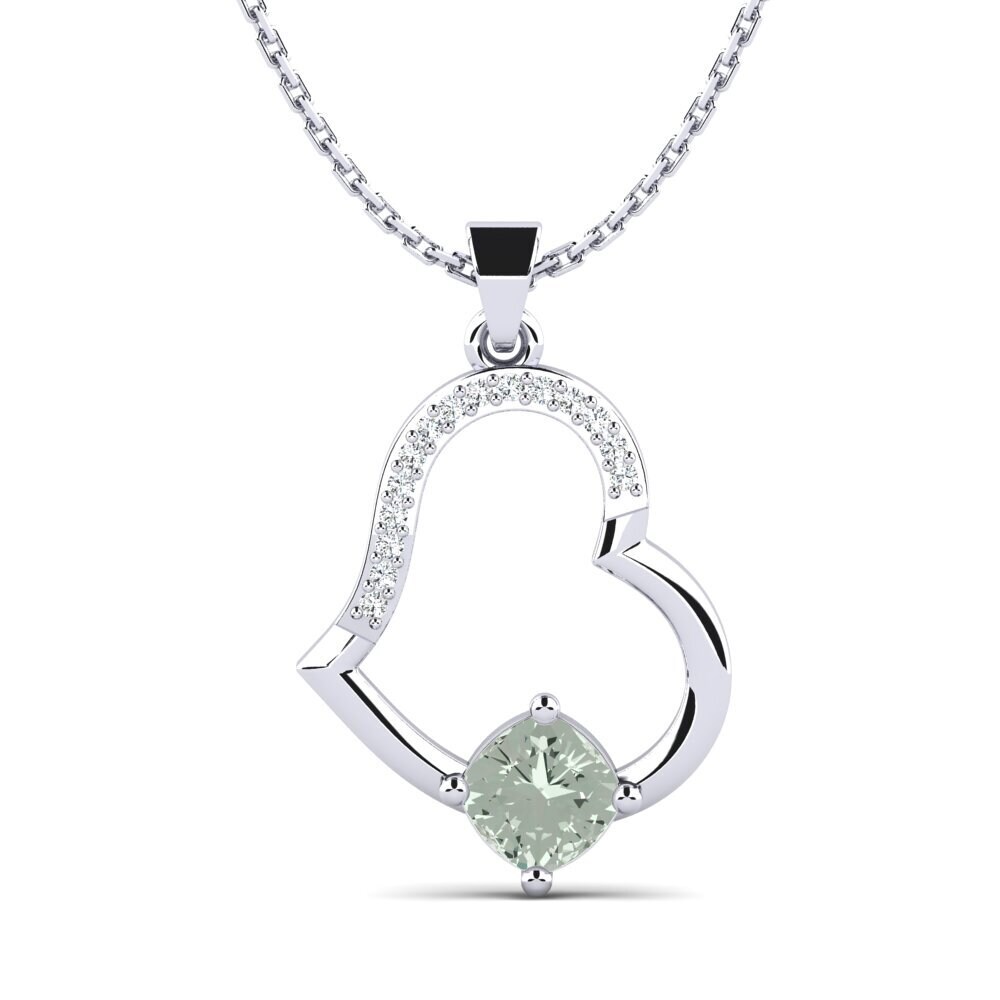 950 Palladium Green Amethyst Women's Pendant Hadalie