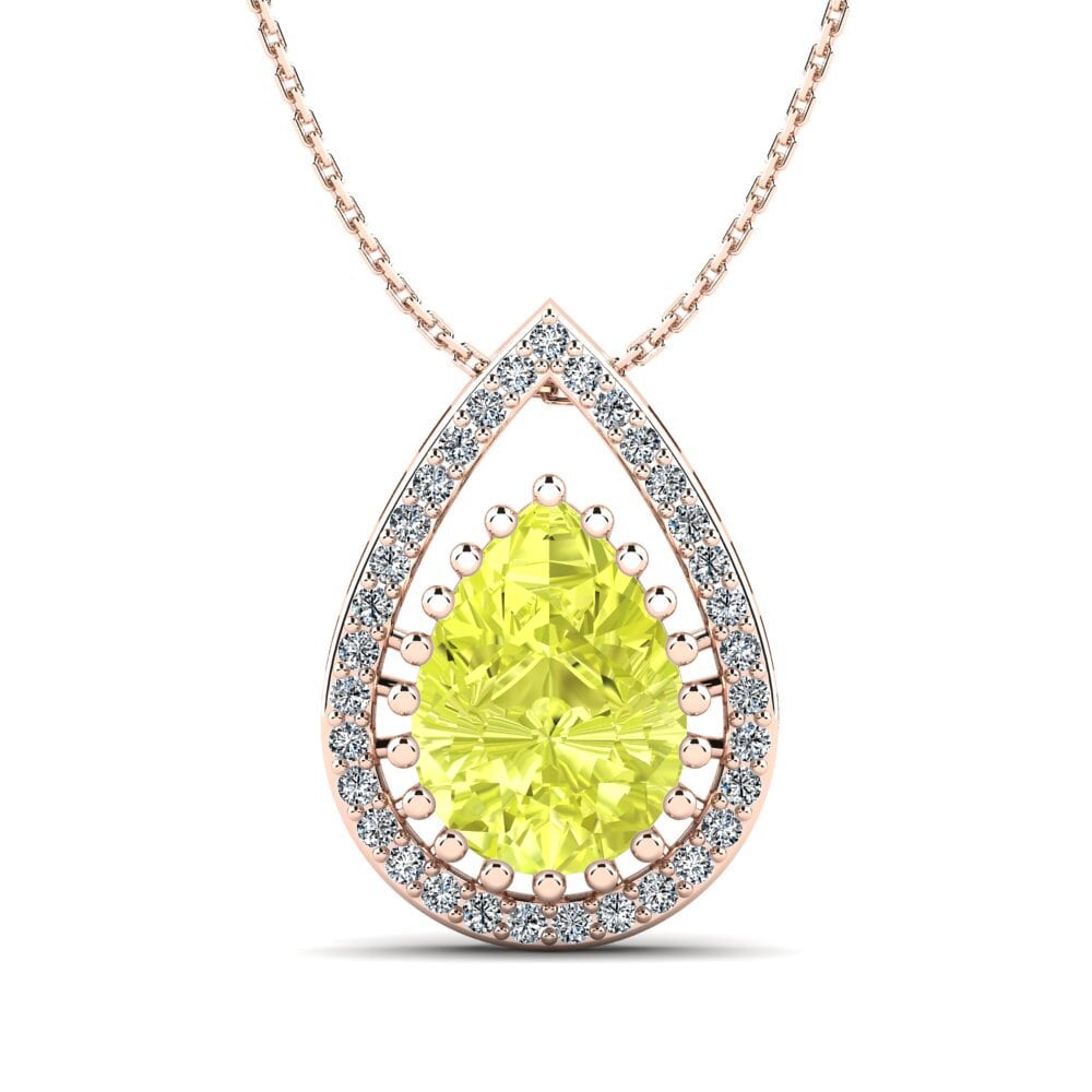 14ct Rose Gold Lemon Quartz Women's Necklace Hadwyn