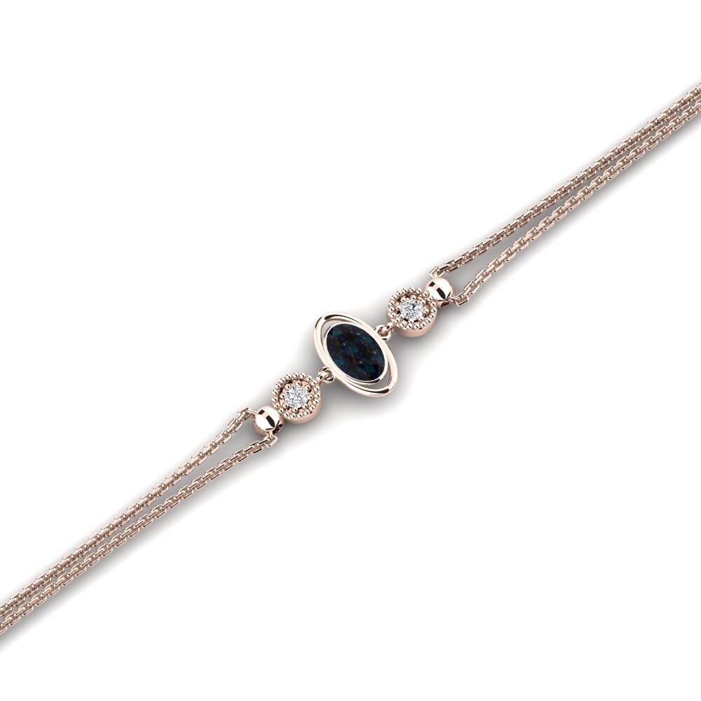 9ct Rose Gold Black Opal Women's Bracelet Haircut