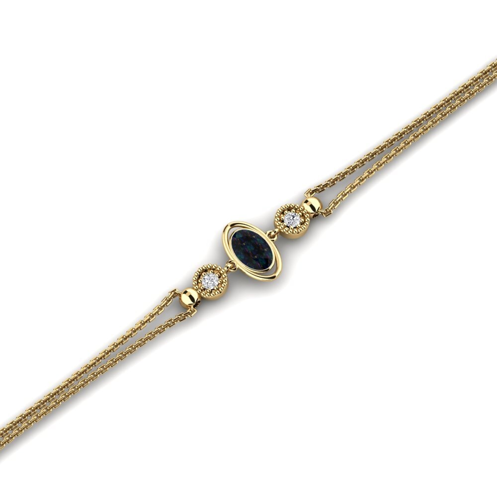 14ct Yellow Gold Black Opal Women's Bracelet Haircut