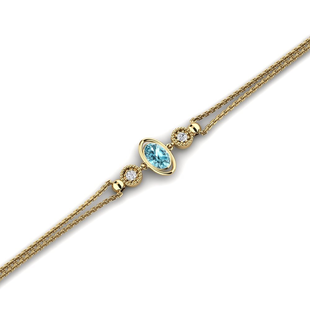 14ct Yellow Gold Blue Zircon Women's Bracelet Haircut