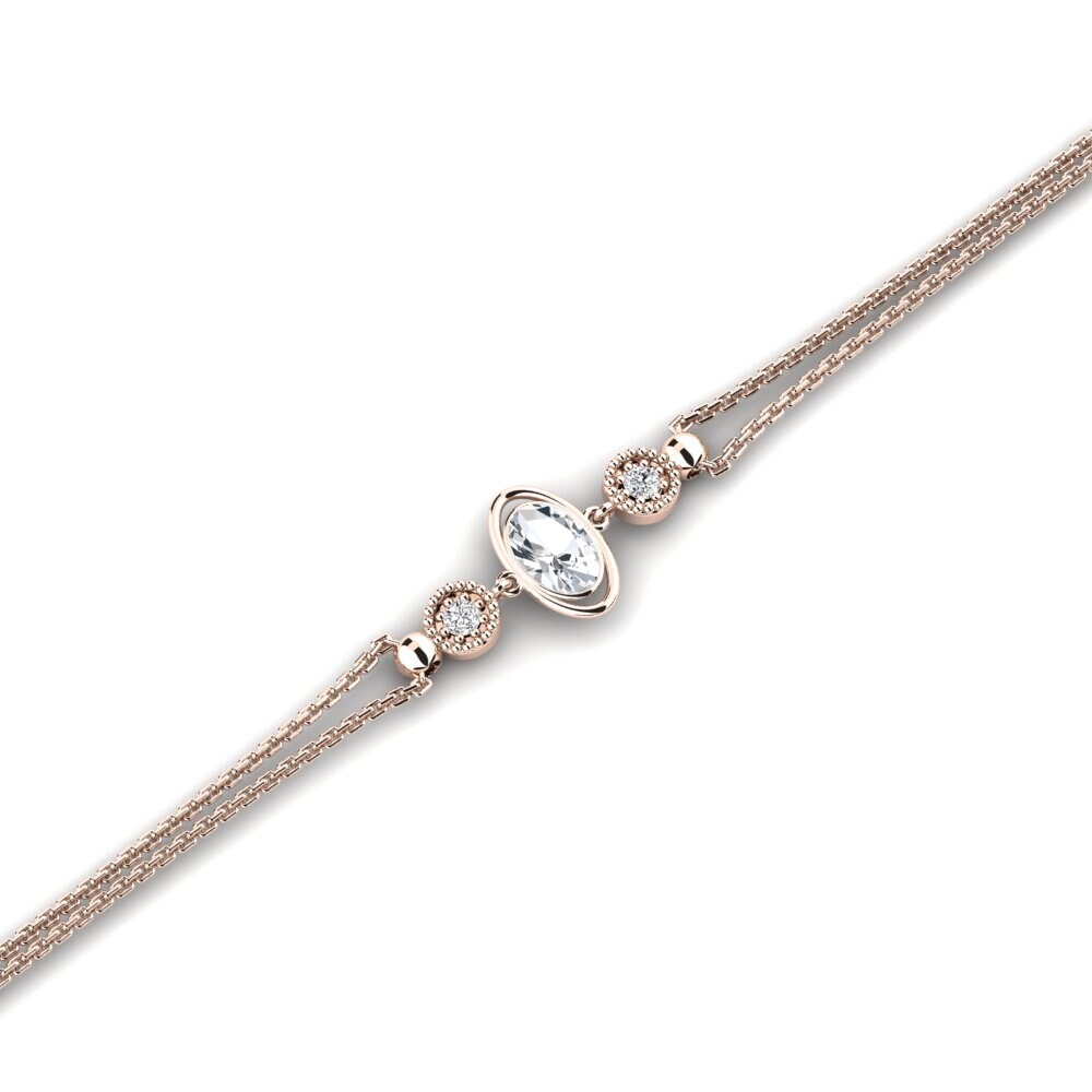 9ct Rose Gold White Zircon Women's Bracelet Haircut