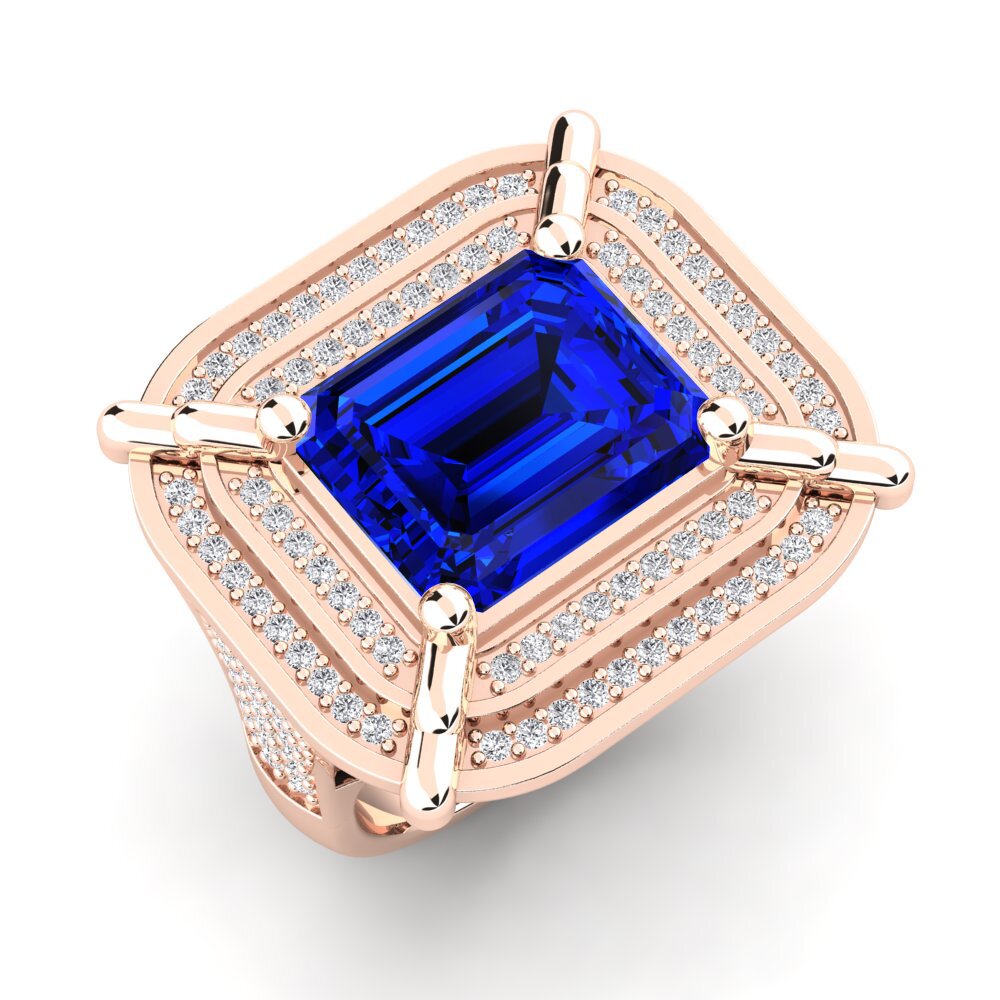 Rotgold 375 Saphir (im Labor gezüchtet) Herrenring Haldis