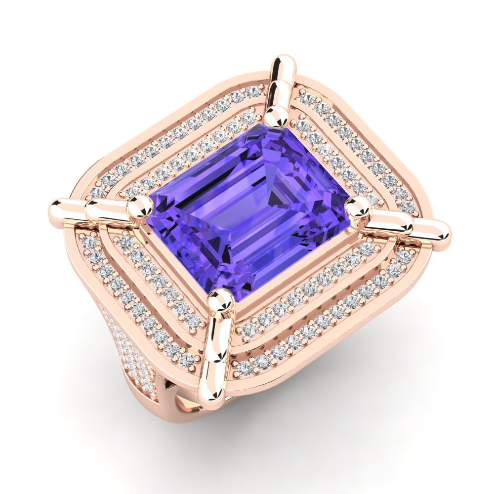 18ct Rose Gold Tanzanite Men's Ring Haldis