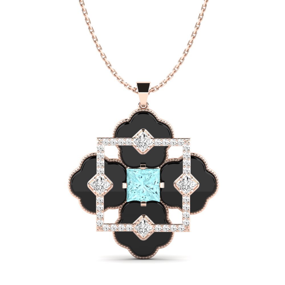 14k Rose Gold Aquamarine Women's Pendant Hale