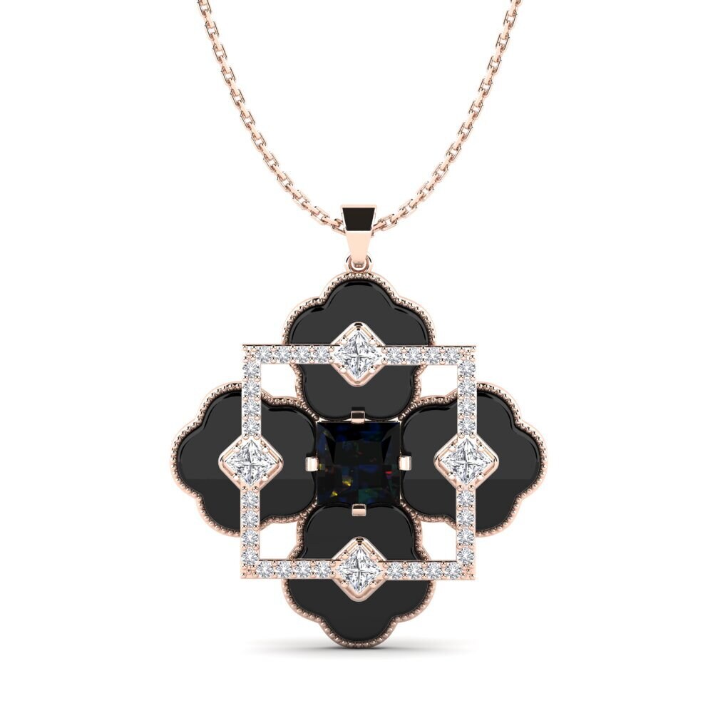 14ct Rose Gold Black Opal Women's Pendant Hale