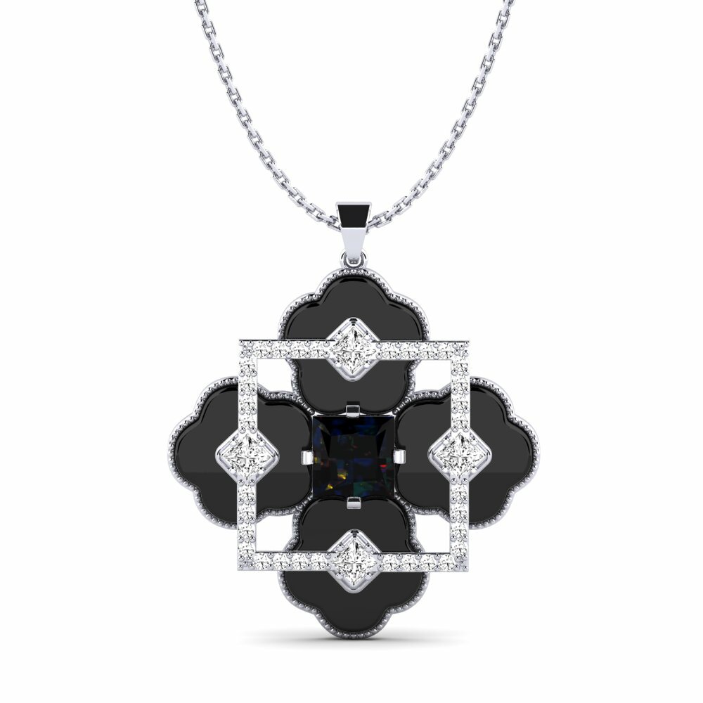 White Silver Black Opal Women's Pendant Hale