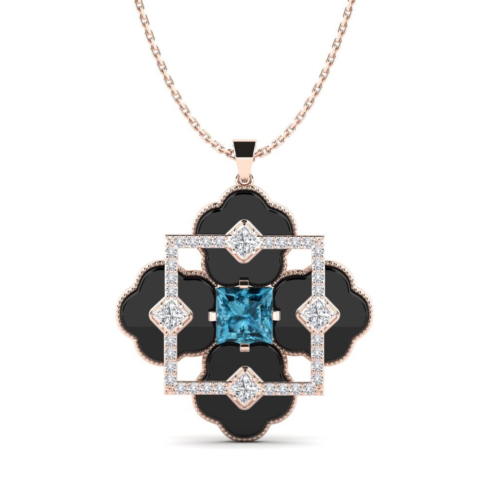 9ct Rose Gold Blue Zircon Women's Pendant Hale