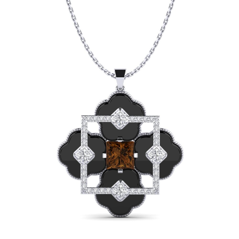 White Silver Brown Zircon Women's Pendant Hale
