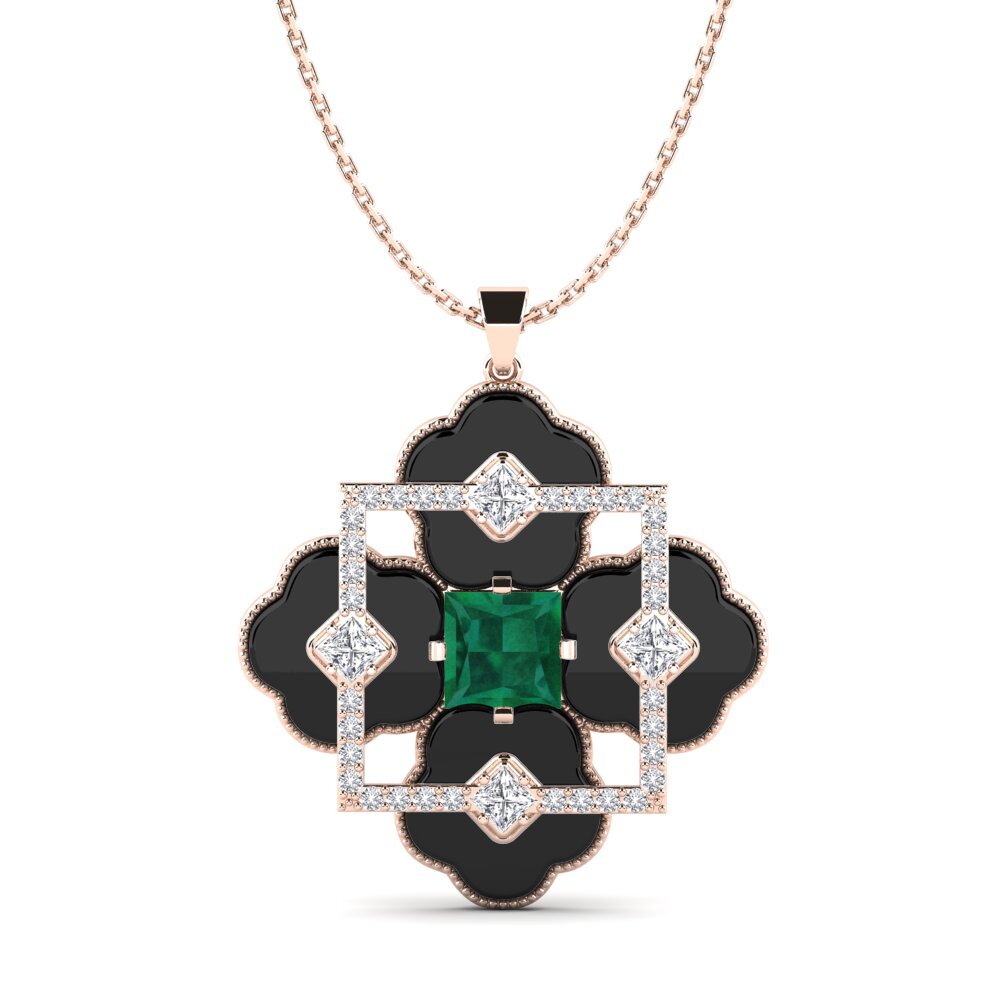 9ct Rose Gold Emerald Women's Pendant Hale