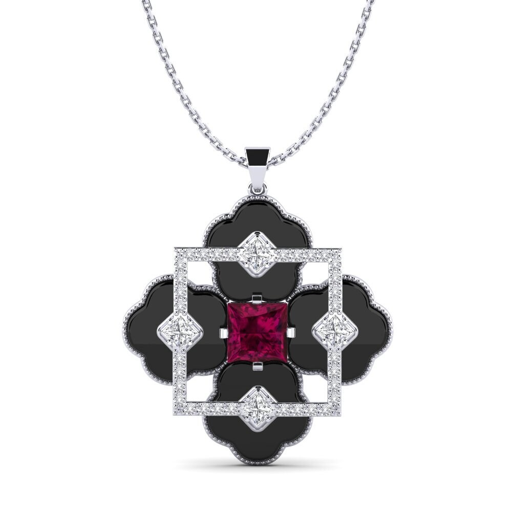 9ct White Gold Rhodolite Garnet Women's Pendant Hale