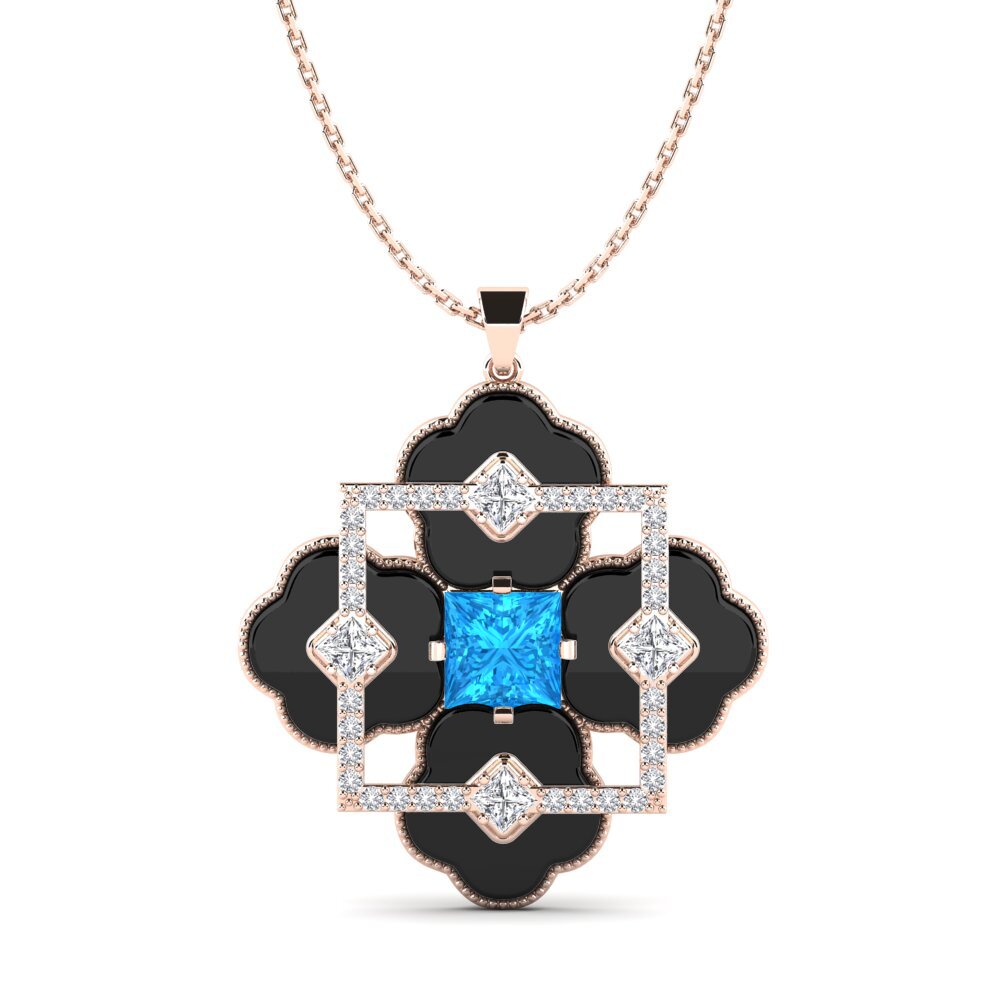 9ct Rose Gold Blue Topaz Women's Pendant Hale