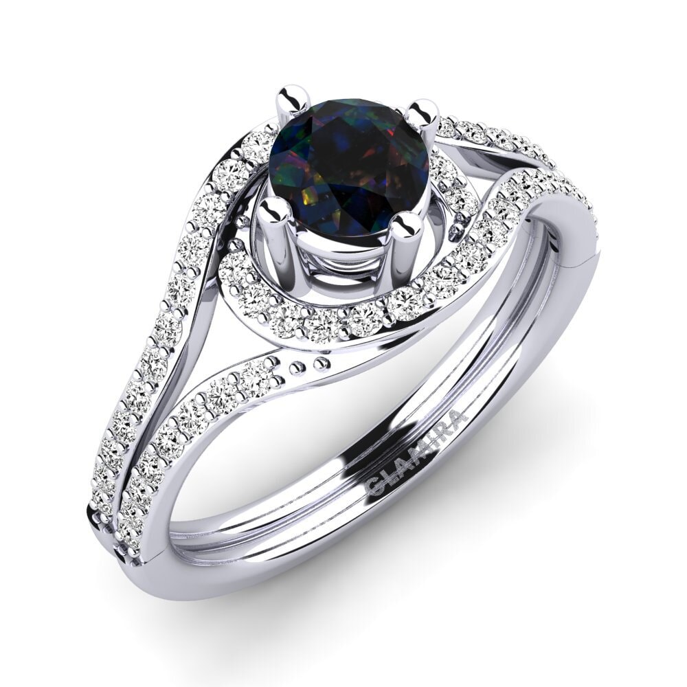 Black Opal Engagement Ring Halette