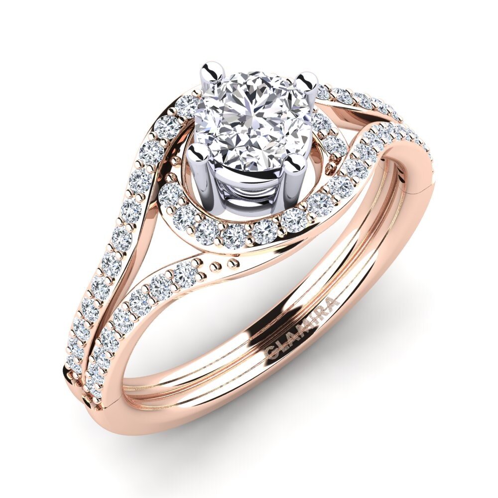 14ct Rose / White Gold Diamond Engagement Ring Halette