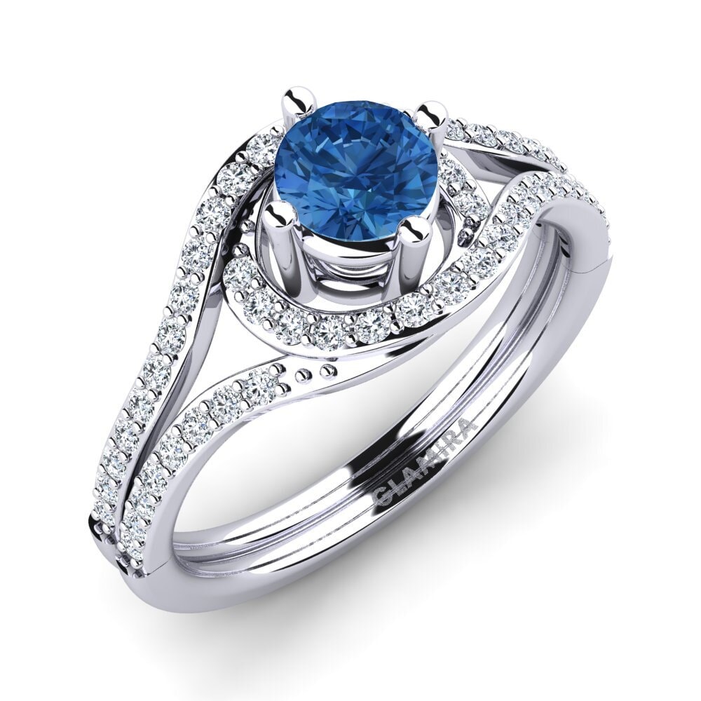 Dark Blue Zirconia Engagement Ring Halette