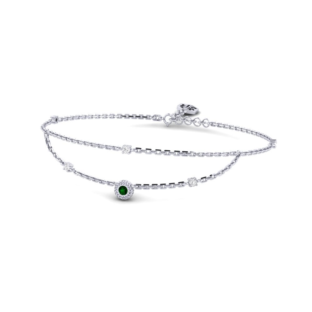 Palladium 950 Zircone Vert Bracelet pour femme Hallex